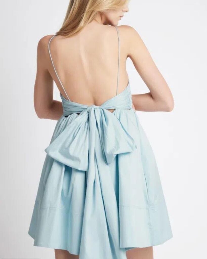 Aje Cantina Mini Bow Back Dress Ice Blue