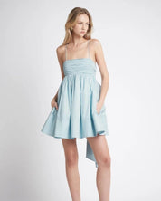 Aje Cantina Mini Bow Back Dress Ice Blue