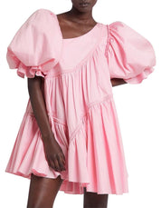 Aje Casablanca Braided Asymmetric Puff Sleeve Mini Dress