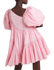 Aje Casablanca Braided Asymmetric Puff Sleeve Mini Dress