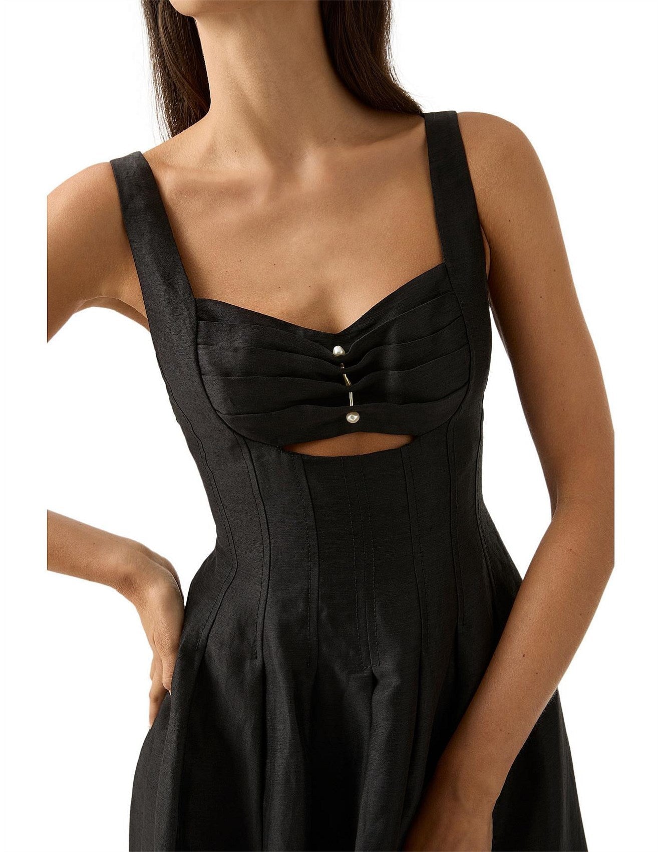 Aje Divinity Pearl Pin Midi Dress