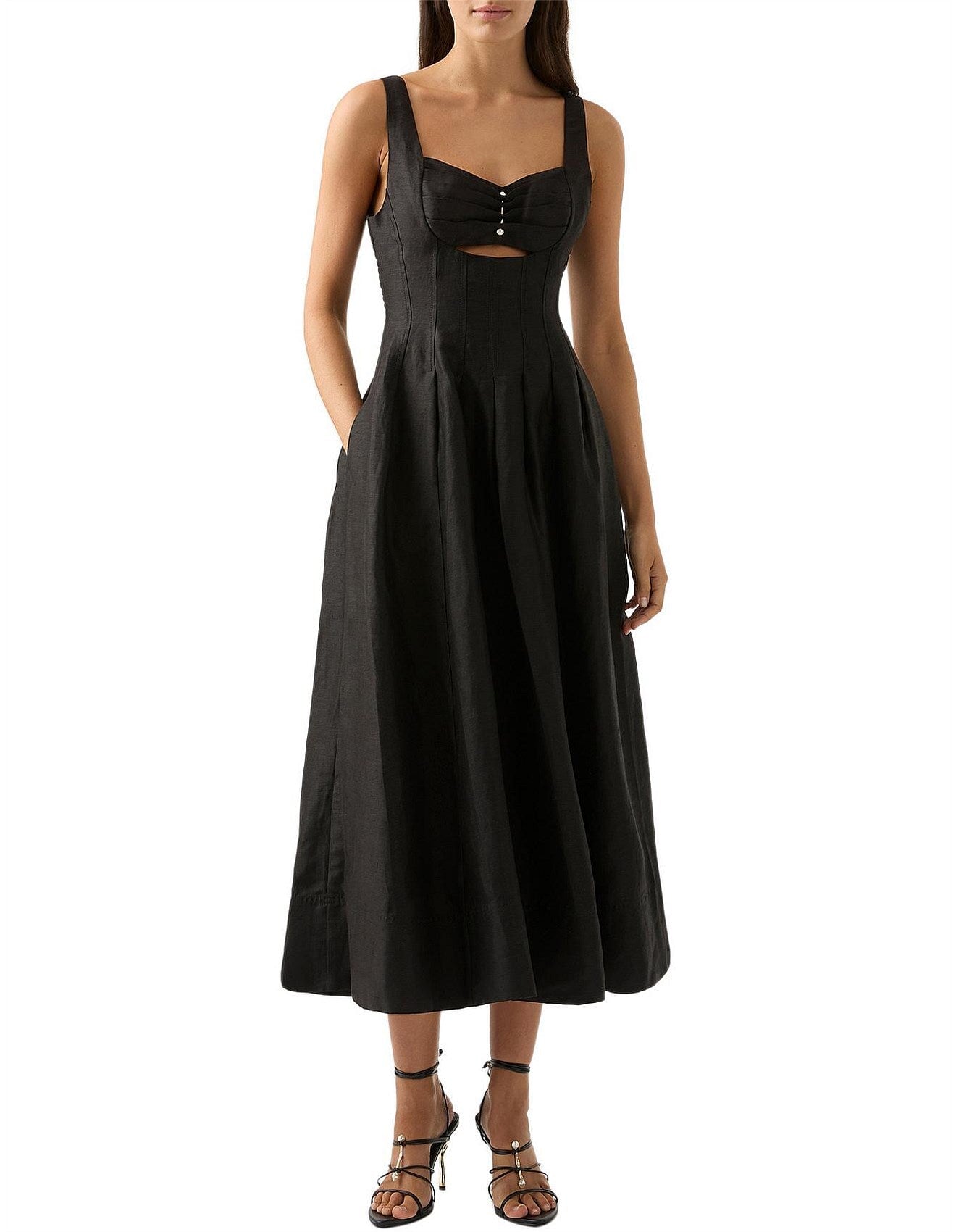 Aje Divinity Pearl Pin Midi Dress