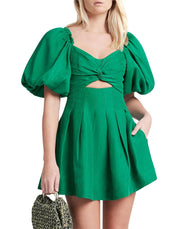 Aje Dusk Knot Puff Sleeve Mini Dress