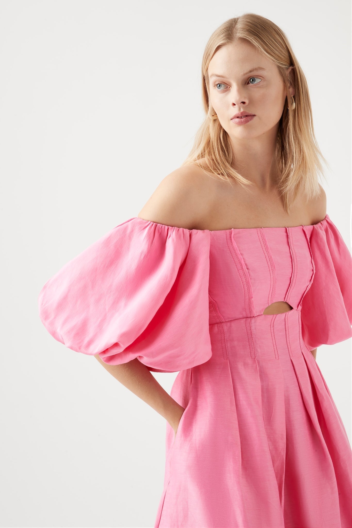 Aje Eugenie Off Shoulder Midi Dress
