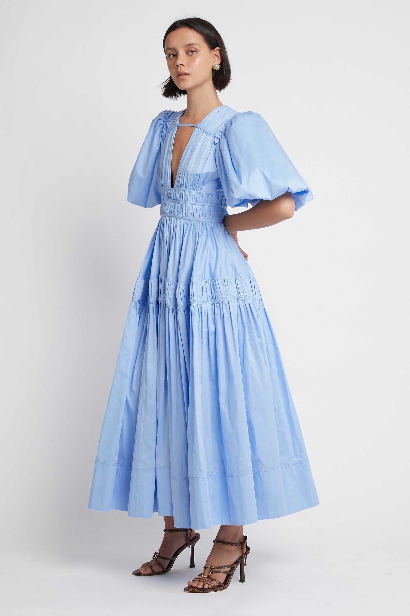 Falling Water Gathered Midi Dress Eastend Wardrobe Falling Water Gathered Midi Dress Eastend Wardrobe