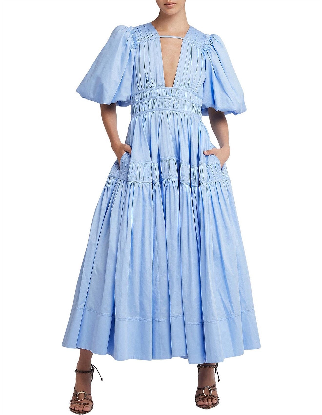 Aje Falling Water Gathered Midi Dress
