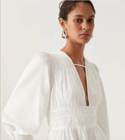 Aje Fallingwater Ruched Mini Dress White Dress