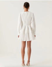 Aje Fallingwater Ruched Mini Dress White Dress
