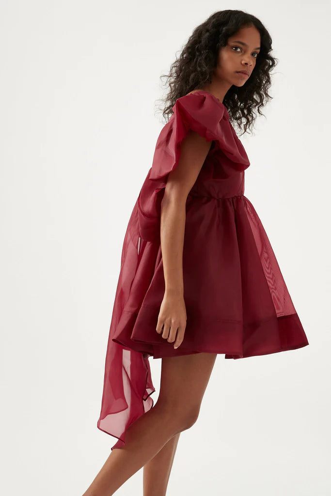 Aje Gretta Organza Mini Dress Burgundy