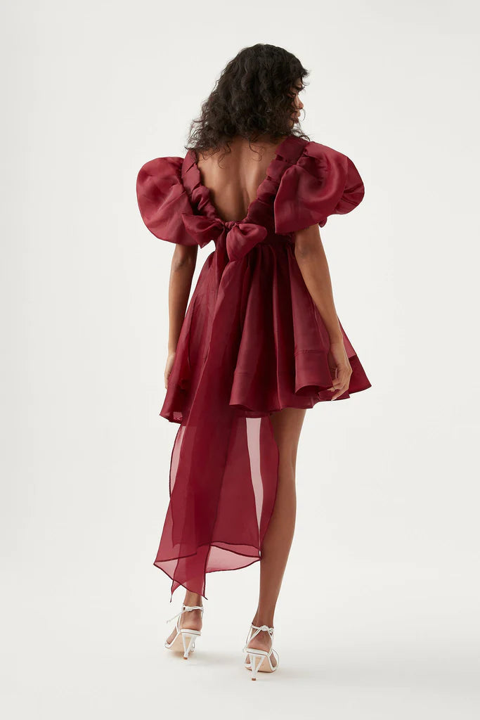 Aje Gretta Organza Mini Dress Burgundy