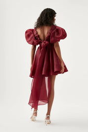 Aje Gretta Organza Mini Dress Burgundy