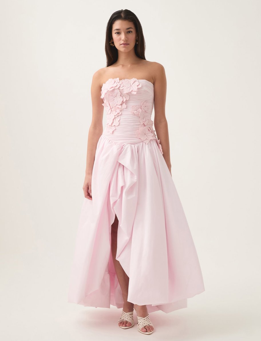 Aje Splendour Flower Gown Pastel Pink Dress