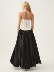 Aje Violette Bubble Hem Maxi Dress Ivory/Black Dress