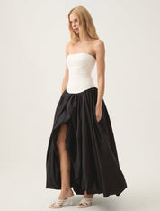 Aje Violette Bubble Hem Maxi Dress Ivory/Black Dress