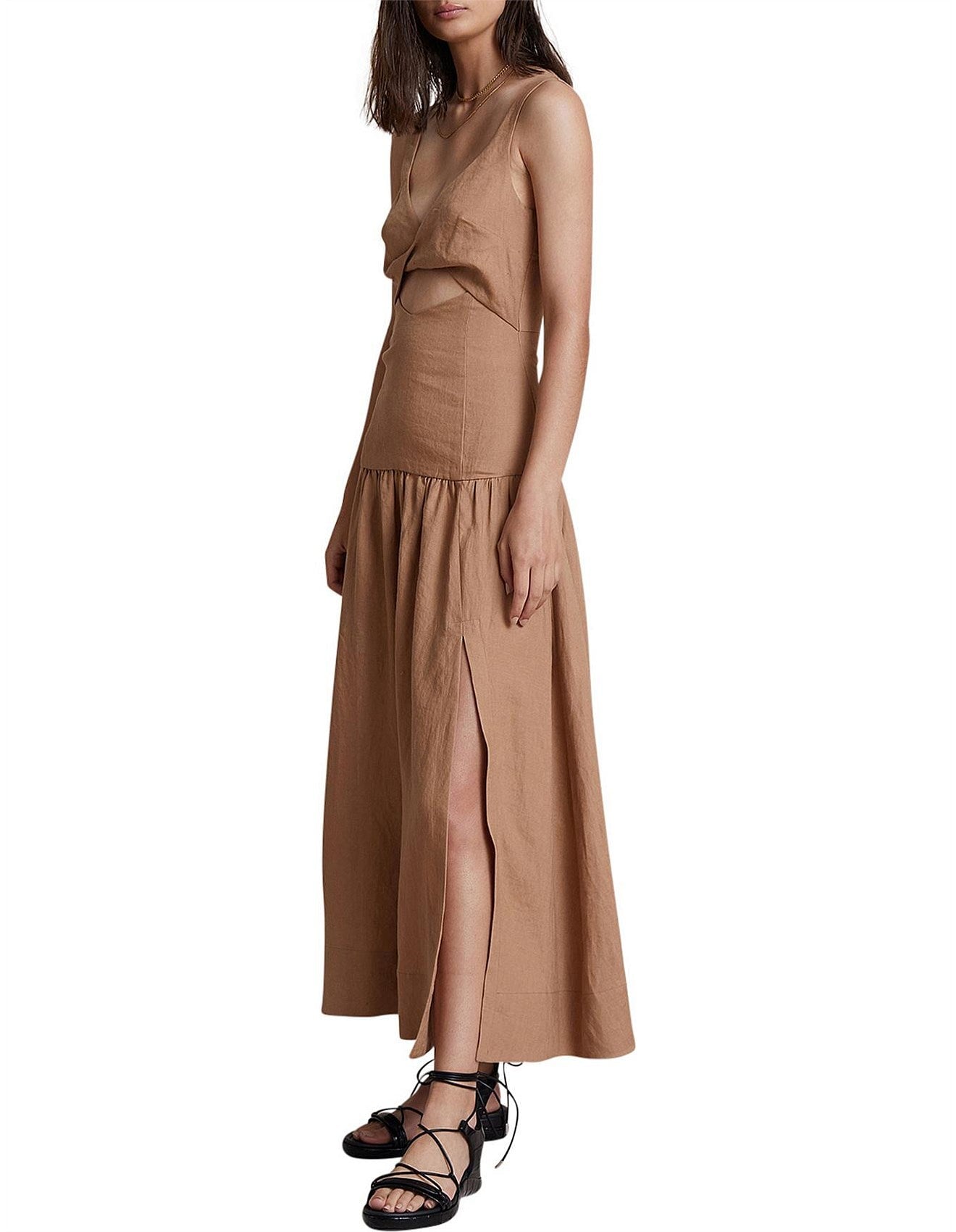 Bec & Bridge Camel Almos Midi Dress
