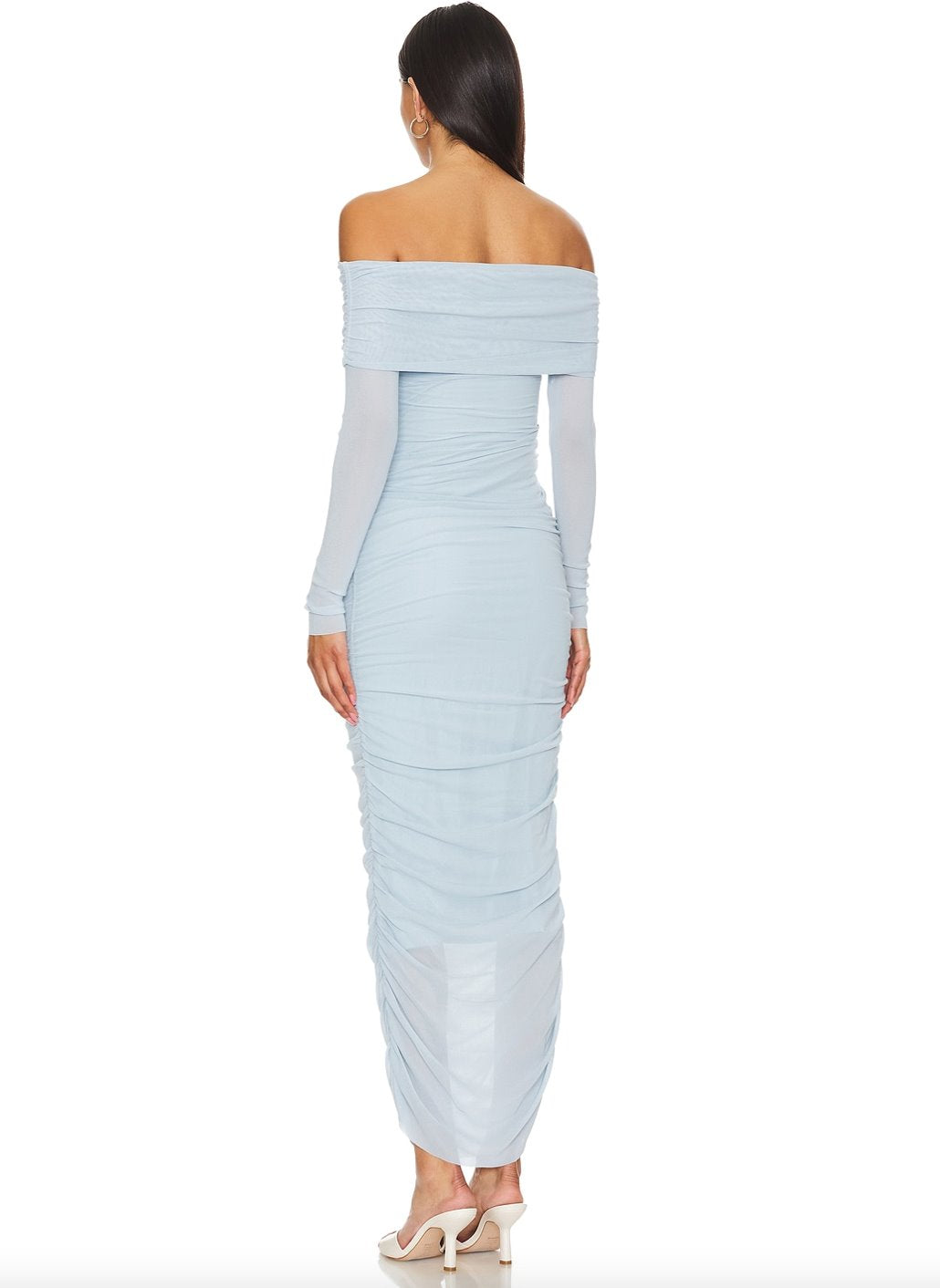 Bumpsuit Off Shoulder Mesh Dress Powder Blue