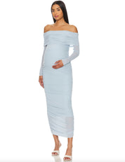 Bumpsuit Off Shoulder Mesh Dress Powder Blue