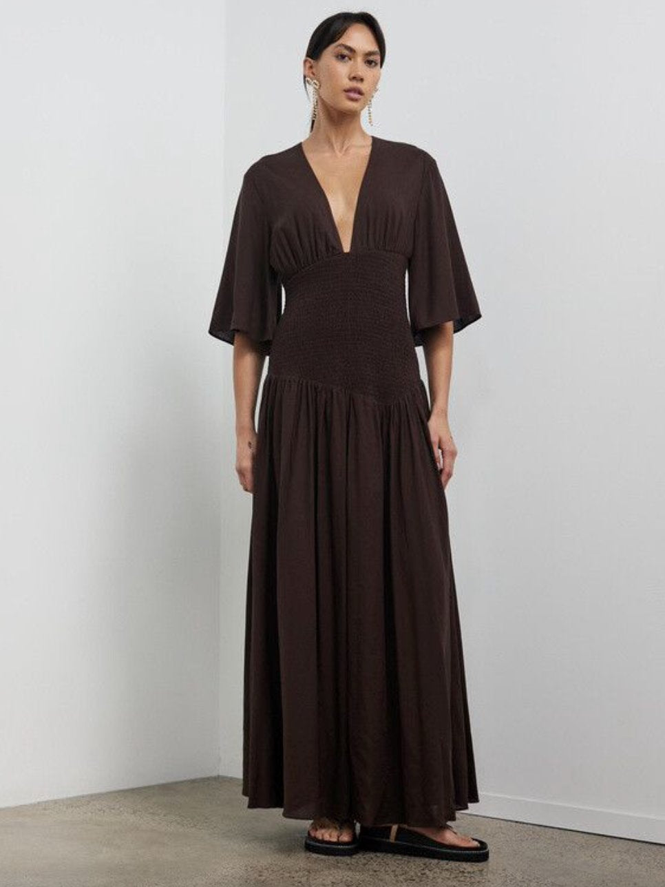 Camilla And Marc Castille Shirred Dress Chocolate Dress