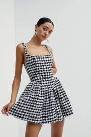 For Love & Lemons Bonnie Houndstooth Mini Dress