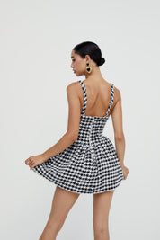 For Love & Lemons Bonnie Houndstooth Mini Dress