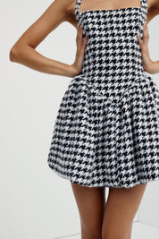 For Love & Lemons Bonnie Houndstooth Mini Dress