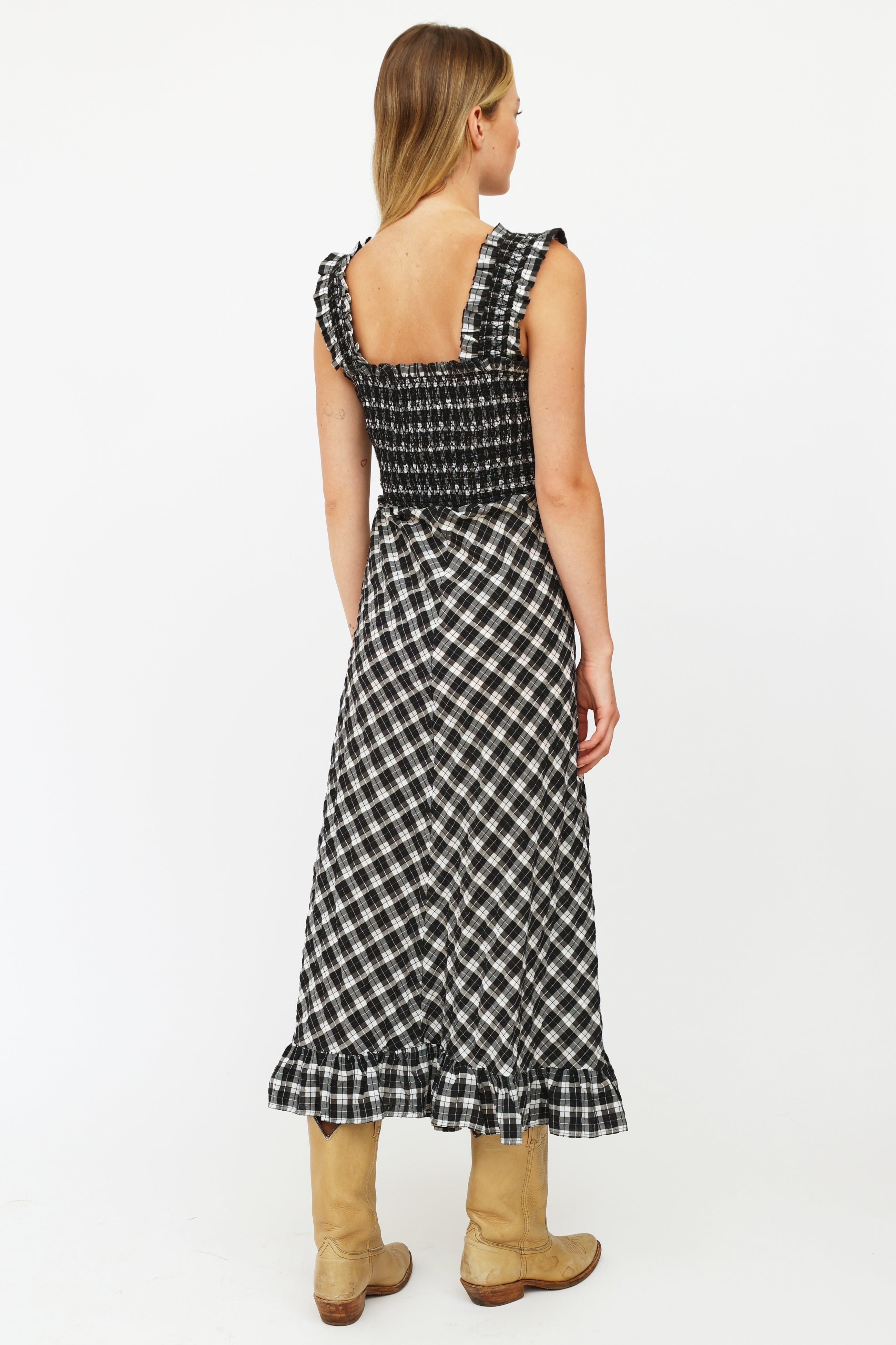 Ganni Seersucker Check Dress