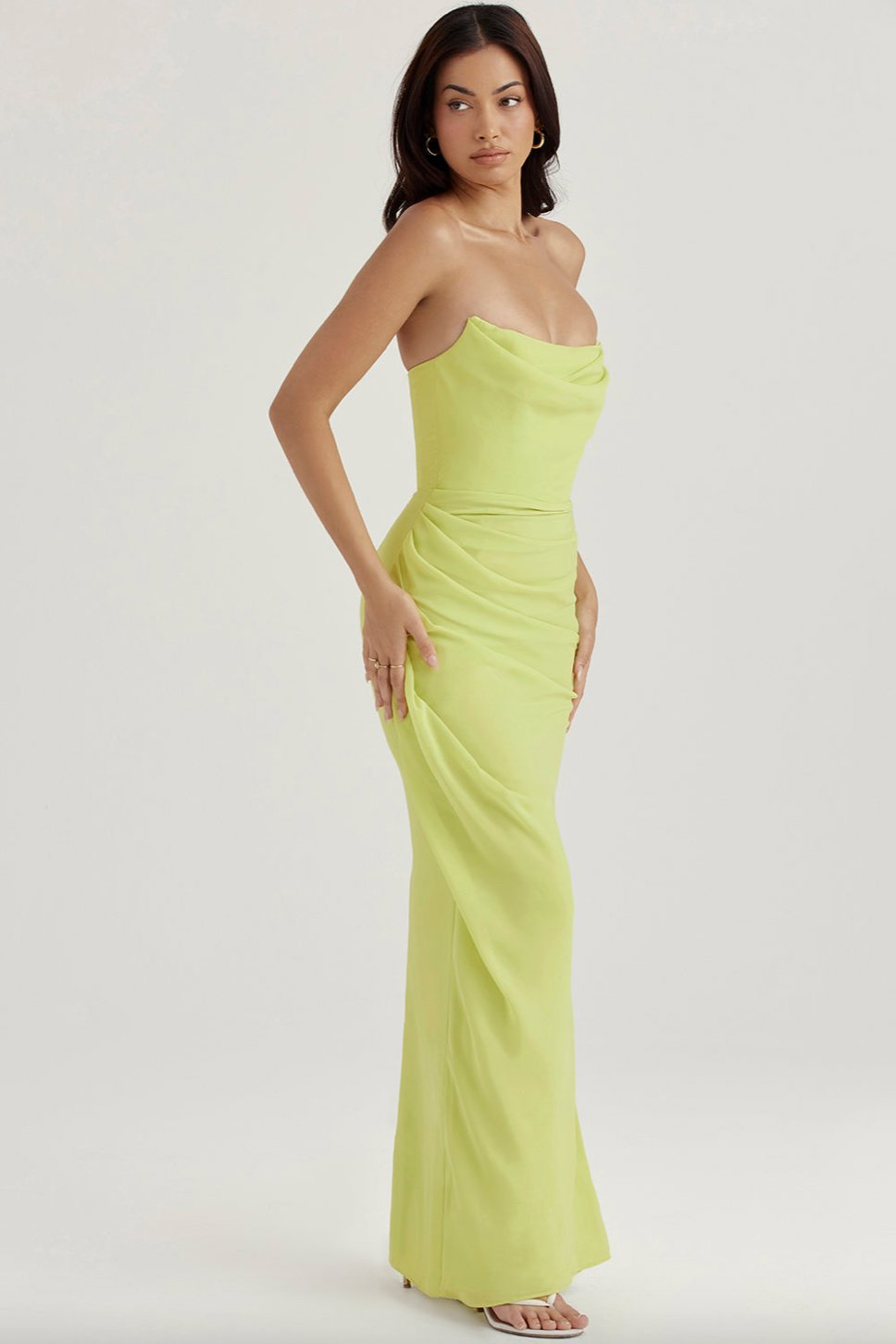 Adriana – Strapless Draped Split Gown