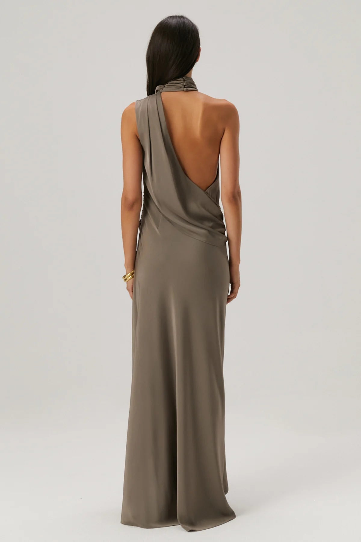 Misha Constantina Satin Gown Grey