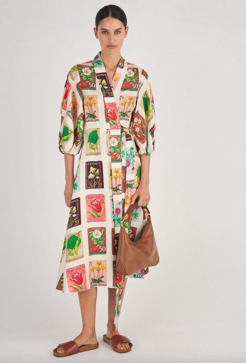 Oroton Floral Wrap Midi Dress Dress