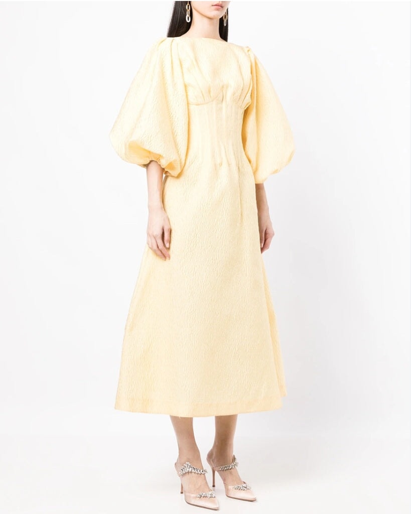 Rachel Gilbert Emiko Midi Dress Lemon
