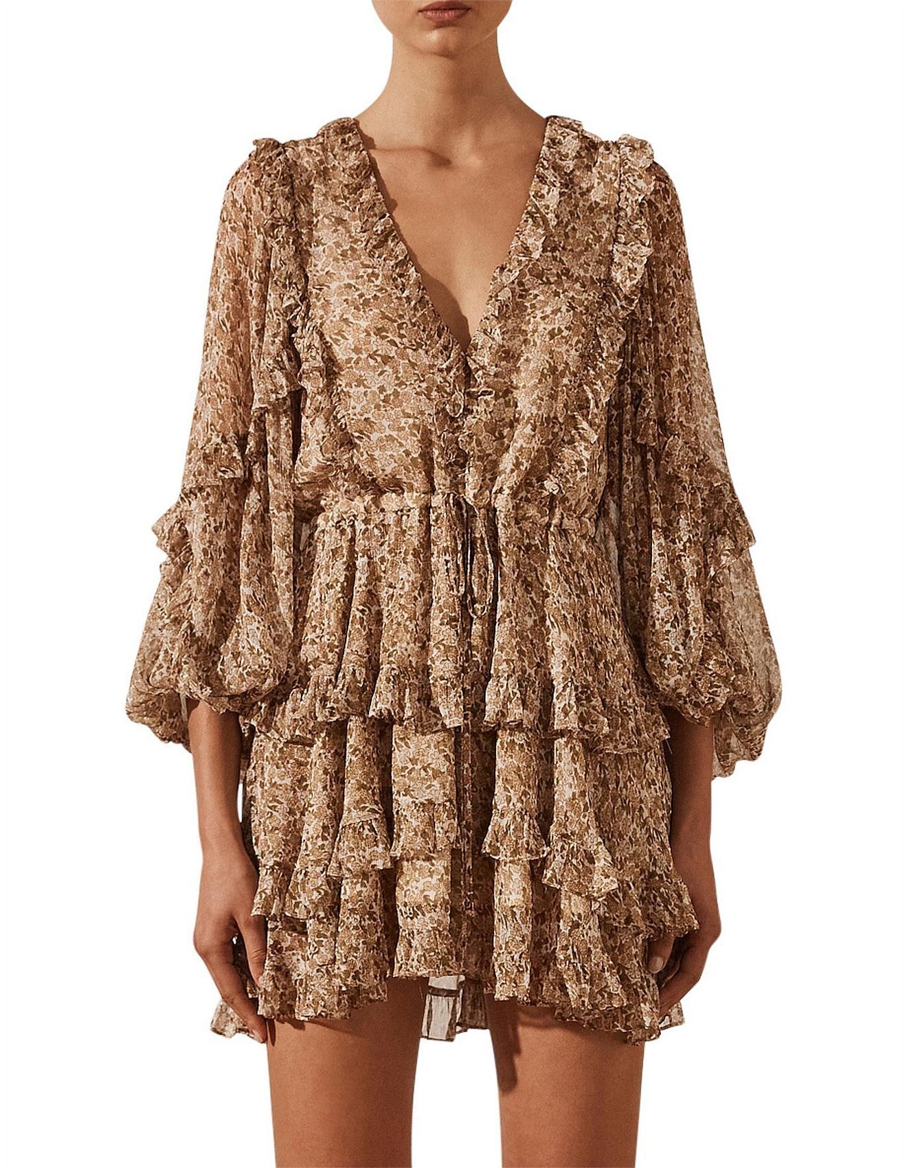 Shona Joy Ambar Balloon Sleeve Frill Mini