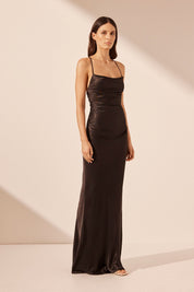 Shona Joy La Lune Lace Back Maxi Dress Black