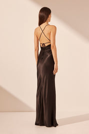 Shona Joy La Lune Lace Back Maxi Dress Black