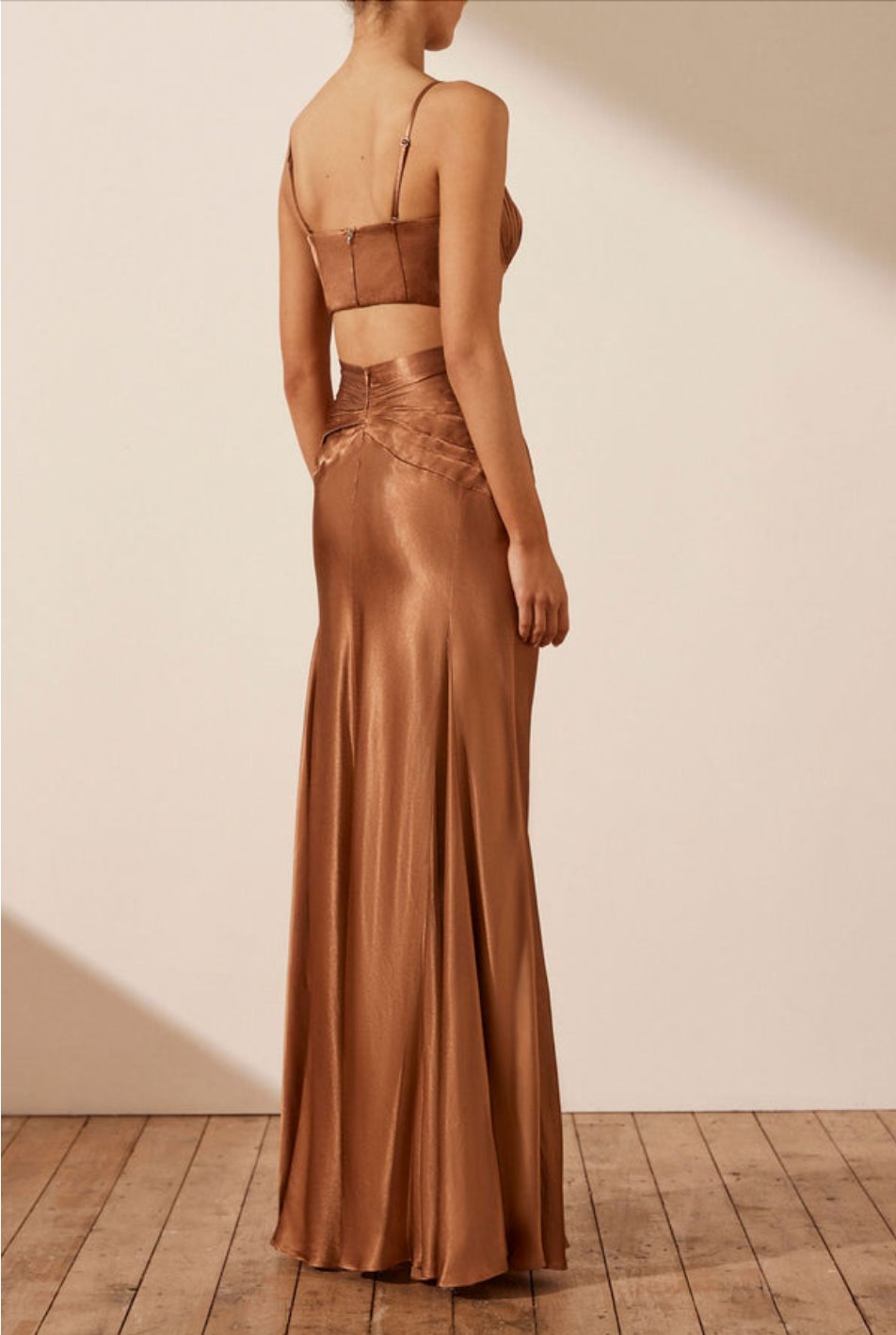 Shona Joy La Lune Ruched Maxi Skirt - Almond Set
