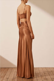 Shona Joy La Lune Ruched Maxi Skirt - Almond Set