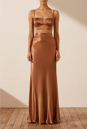 Shona Joy La Lune Ruched Maxi Skirt - Almond Set