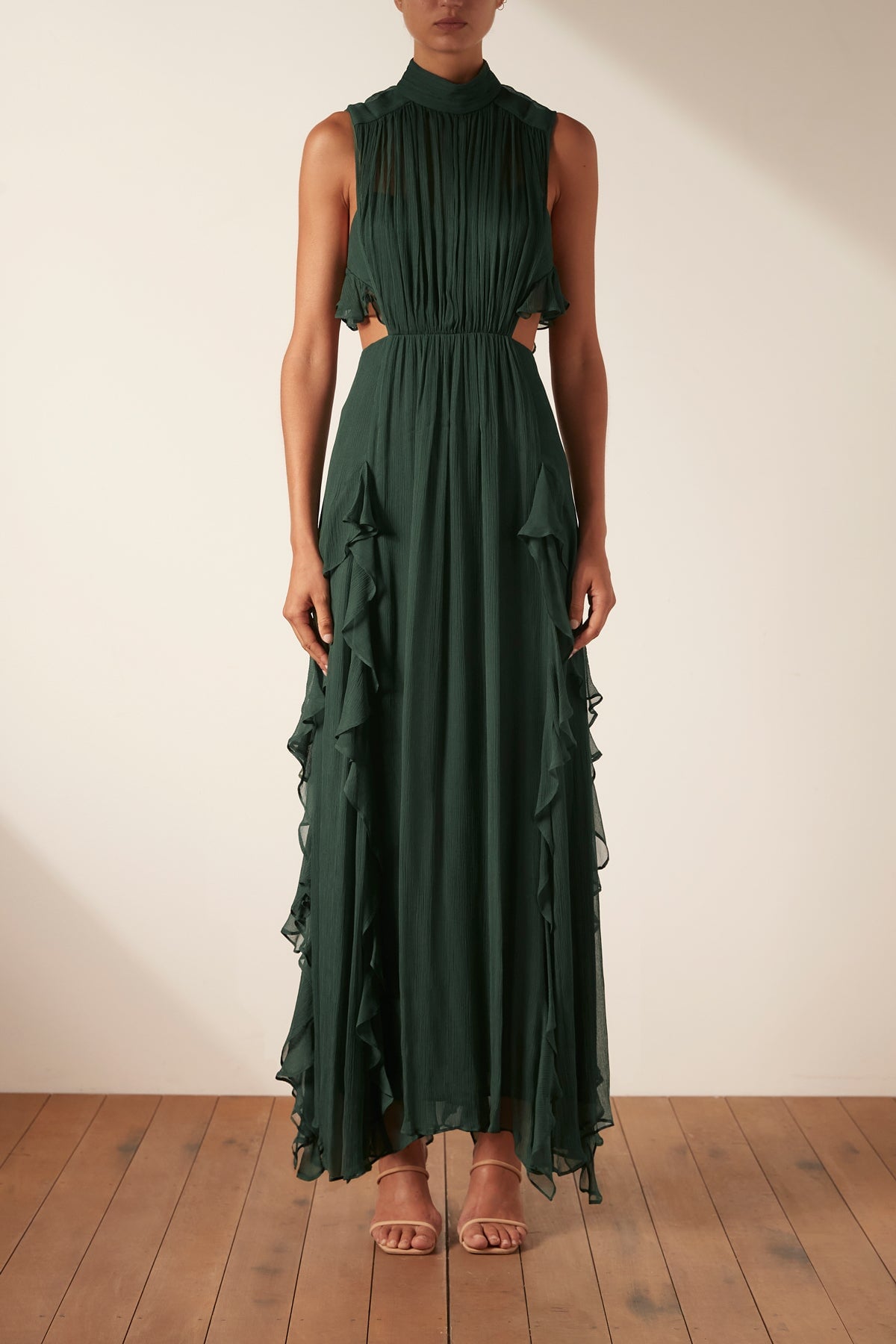 Leonie Backless Frill Maxi Dress Eastend Wardrobe