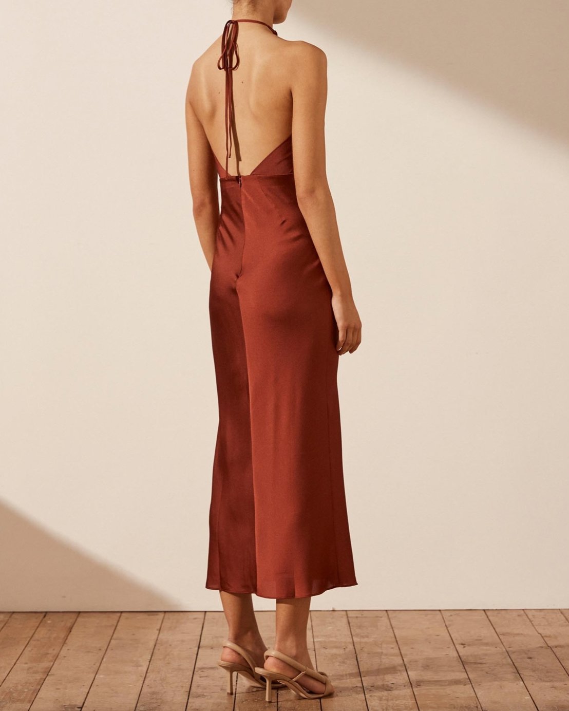Shona Joy Luxe Cross Front Halter Midi Dress Dress