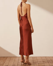 Shona Joy Luxe Cross Front Halter Midi Dress Dress