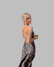 Silk Laundry Halter Dress Black Monarch Jacquard