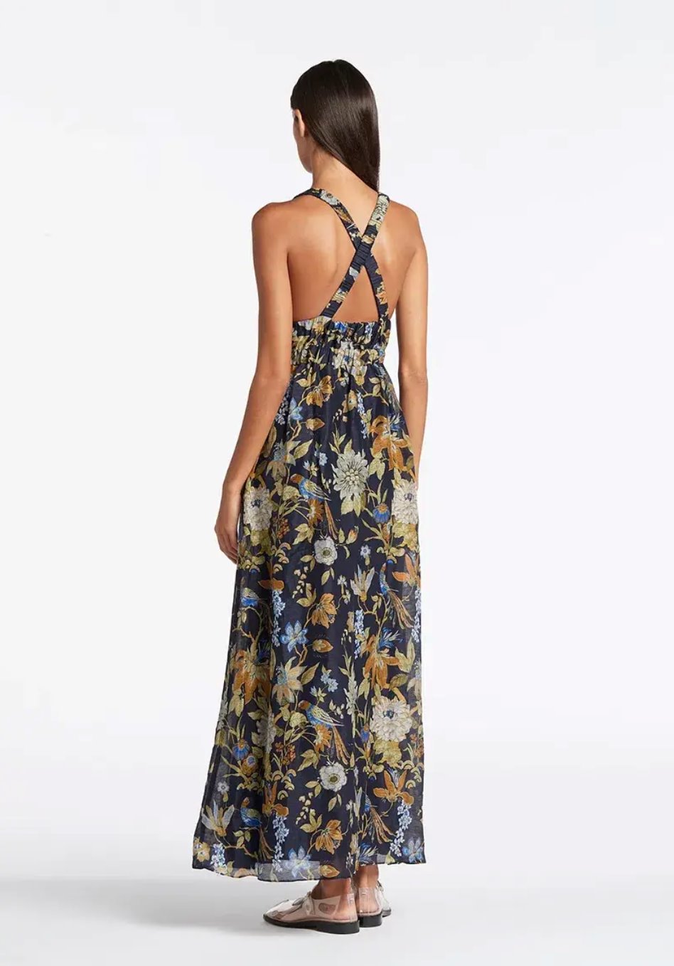SIR Lilian V Neck Gown In Deliah Floral Print Dress