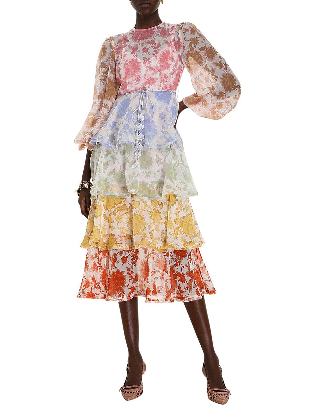 Zimmermann Postcard Flounce Midi Dress