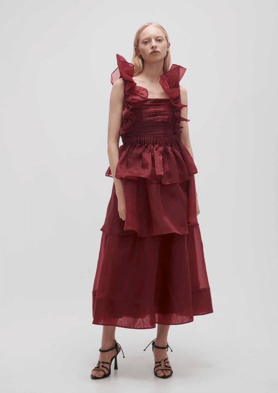 Aje Asra Pleated Frill Midi Dress Dress 