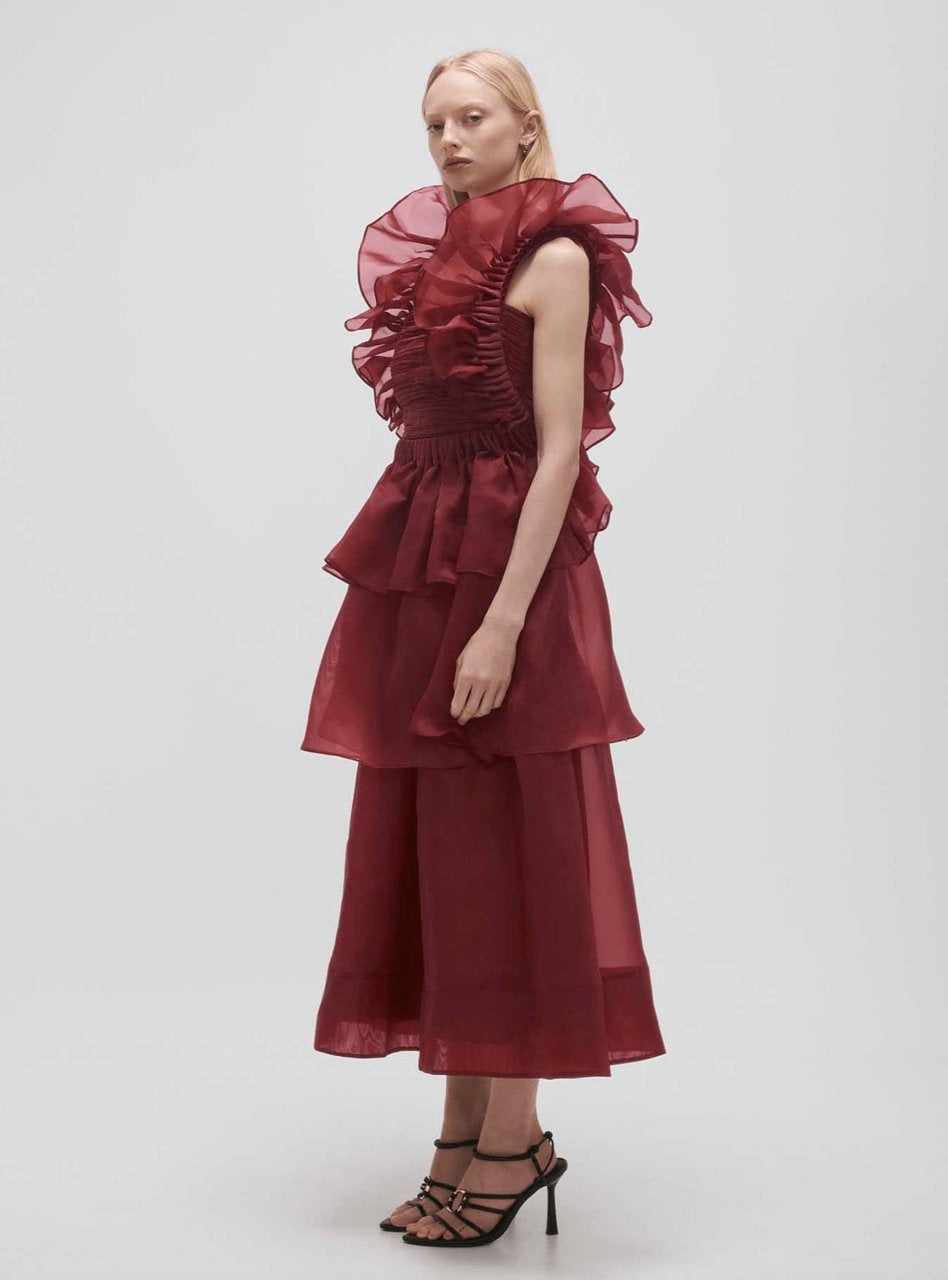 Aje Asra Pleated Frill Midi Dress Dress 