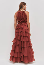 Aje Cleo Gown Rust Dress 