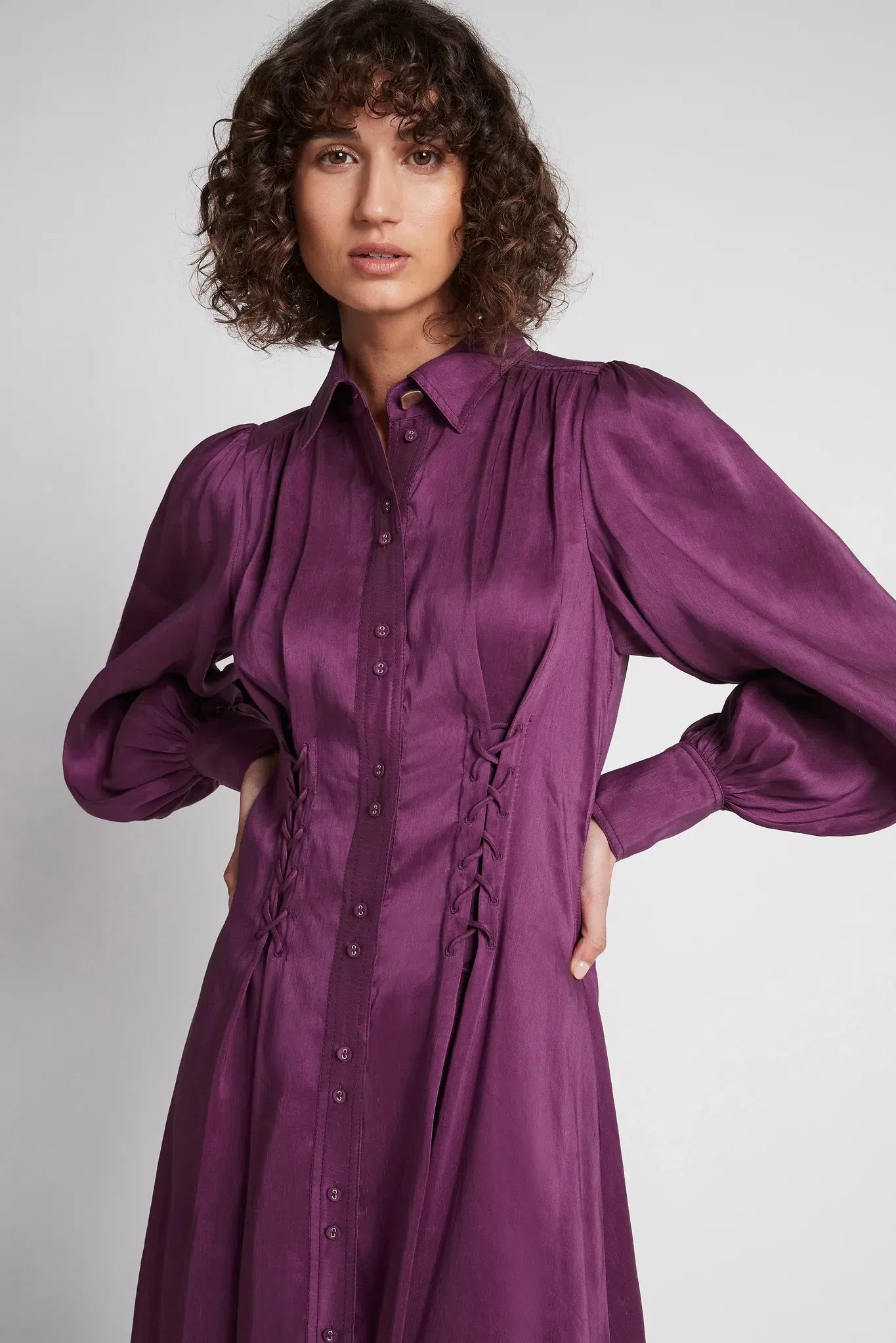 Aje Ephemera Lace Up Shirt Dress 