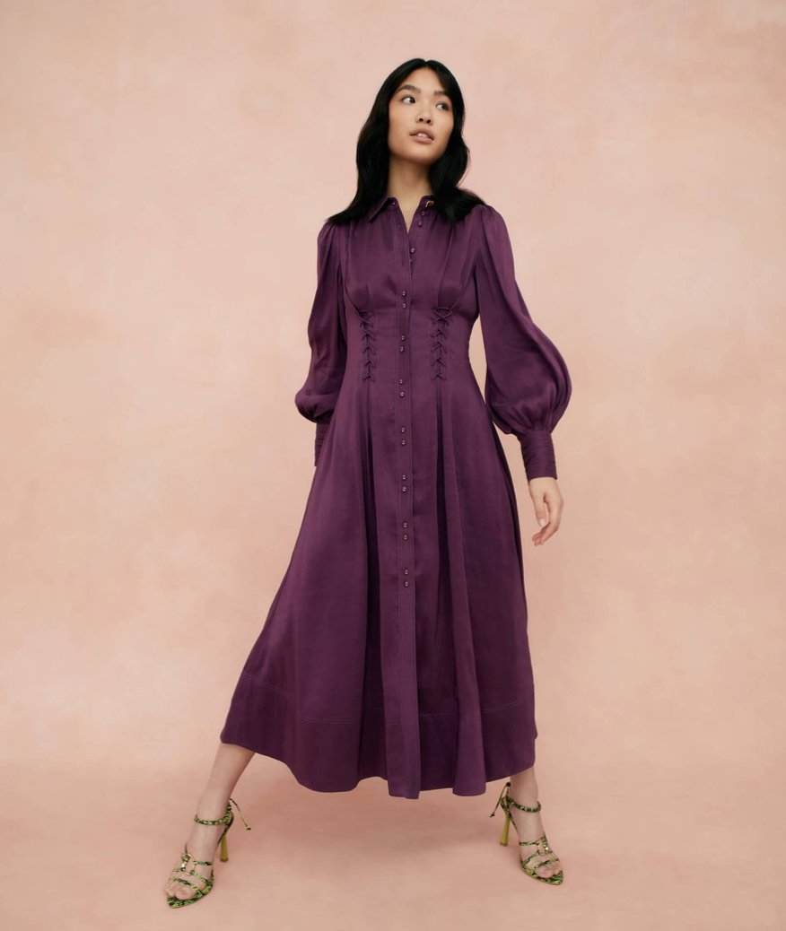 Aje Ephemera Lace Up Shirt Dress Dress 