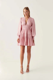 Aje Fallingwater Ruched Mini Dress Pink Dress 