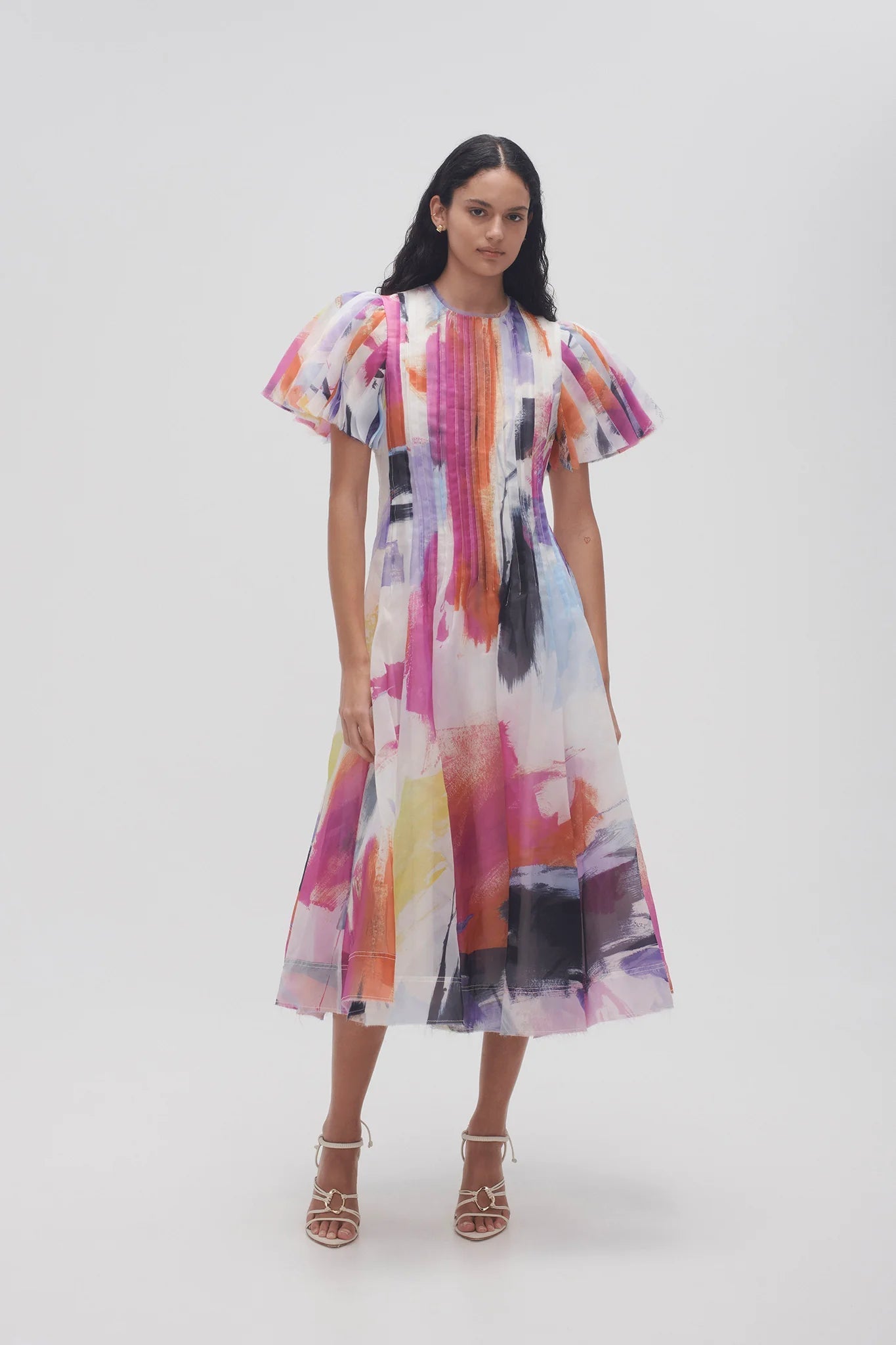 Aje Nova Pleated Midi Abstract Print 