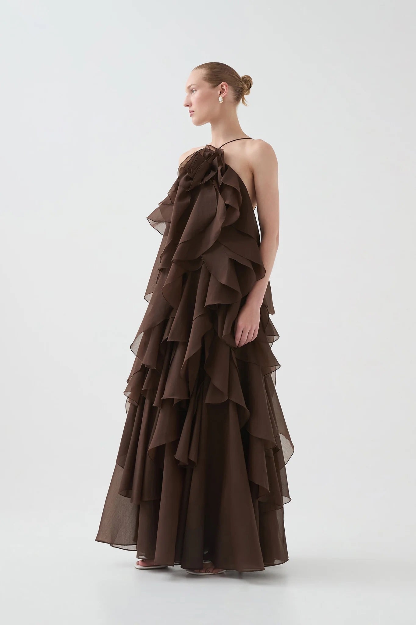 Aje Pandora Layered Maxi Dress Carob Dress 